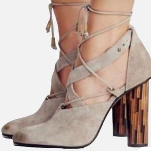 Free People Nouvella Wrap Taupe Heels Taupe, Sz EU39